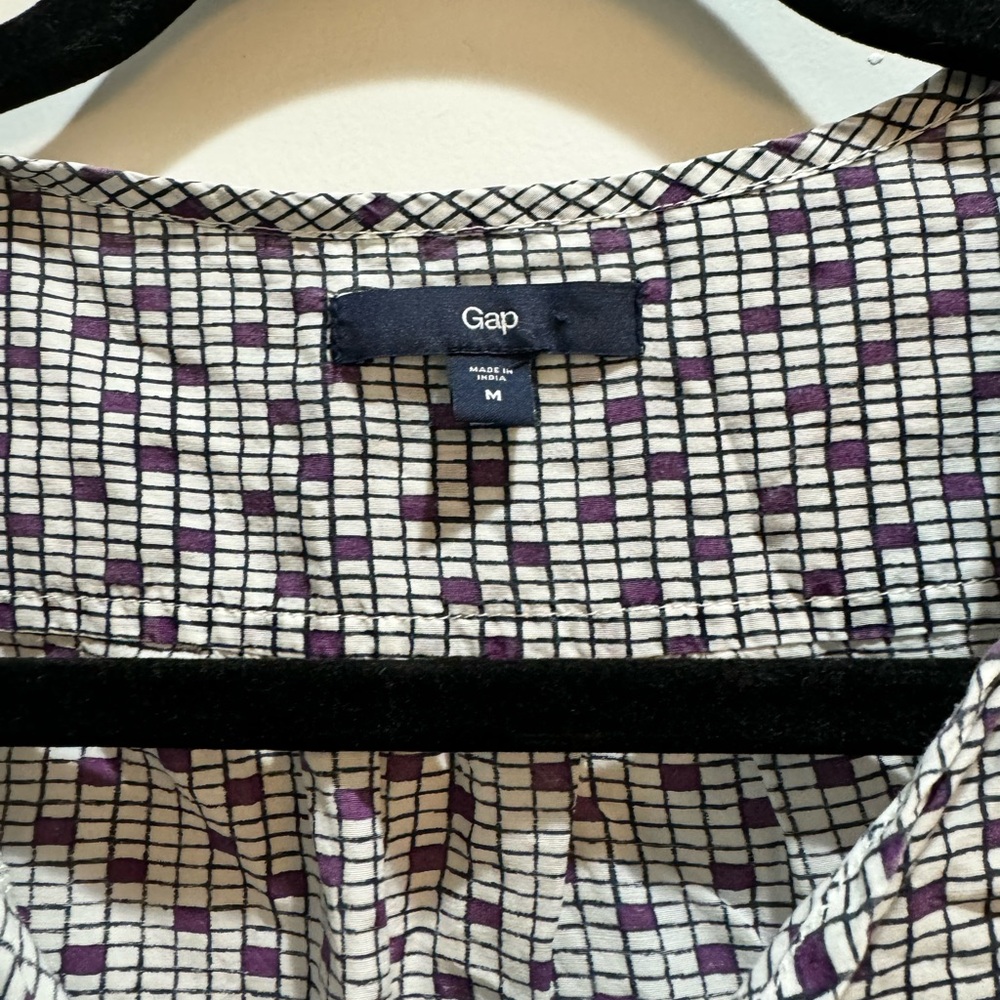 Gap Sleeveless Button Down Ruffles Top Gray/Purpl… - image 2